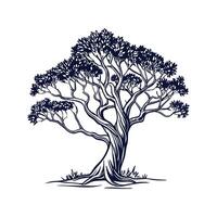 Stylish Indian Fig Tree Bold Outline Design vector