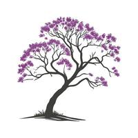 Charming Jacaranda Tree Bold Outline Art vector