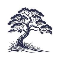 Stylish Japanese Raisin Tree Bold Outline Art vector