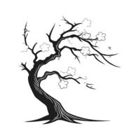 Stylish Japanese Snowbell Tree Bold Outline Design vector