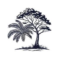 King Palm Tree Bold Outline Design for Art vector