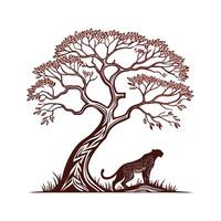 Charming Leopard Tree Outline for Creative Use vector
