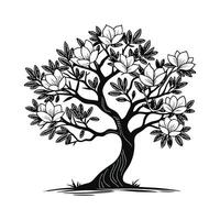Stylish Magnolia Tree Bold Outline Design vector
