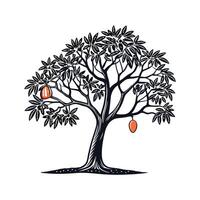 Mango Tree Outline for Unique Illustrations vector