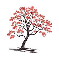 Stylish Maple Tree Bold Outline for Creative Art vector