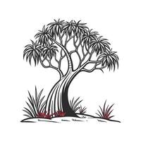 Ponytail Palm Tree Bold Outline for Unique Art vector