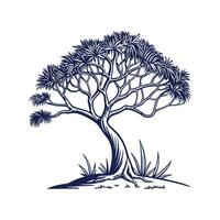 Stylish Ponytail Palm Tree Bold Outline Art vector