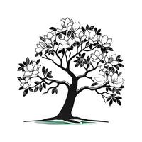 Queen Magnolia Tree Bold Outline for Unique Art vector