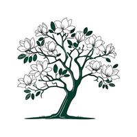 Stylish Queen Magnolia Tree Bold Outline Design vector