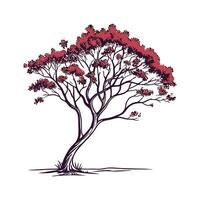Charming Queens Crape Myrtle Tree Outline for Design vector
