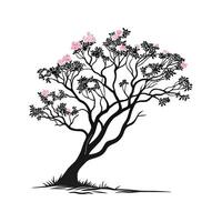 Stylish Queens Crape Myrtle Tree Bold Outline Art vector