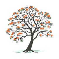 Stylish African Tulip Tree Bold Outline Design vector
