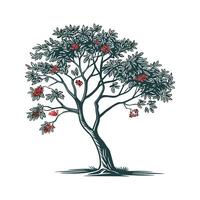 Realistic Chinese Pepper Tree Bold Outline for Art vector