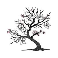 Charming Dwarf Almond Tree Outline for Design vector