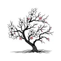 Realistic Dwarf Almond Tree Bold Outline for Unique Art vector