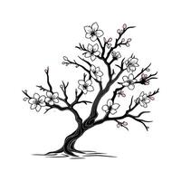 Stylish Dwarf Almond Tree Bold Outline Art vector