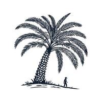 Realistic Dwarf Date Palm Tree Bold Outline for Unique Art vector
