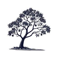 Realistic Indian Bael Tree Bold Outline for Unique Art vector