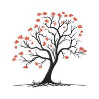 Realistic Indian Tulip Tree Bold Outline for Unique Art vector
