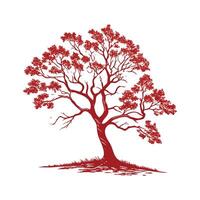 Realistic Maple Tree Bold Outline for Unique Art vector