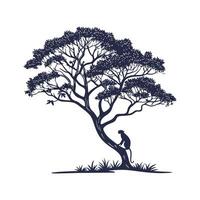 Realistic Monkey Ear Tree Bold Outline for Unique Art vector