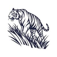 Bold Outline Tiger Stalking Design vector