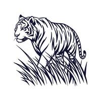 Tiger Stalking Bold Outline Illustration vector