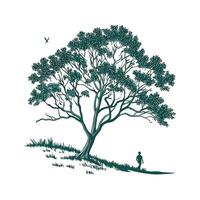Bold Outline Whitebeam Tree Design vector