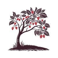 Red Mulberry Tree Bold Outline Design vector