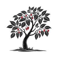 Red Mulberry Tree Outline Illustration vector