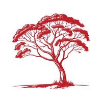 Red Sandalwood Tree Outline Design vector