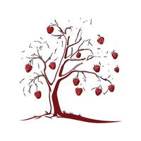 Bold Outline Red Mulberry Tree Design vector