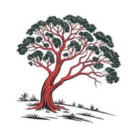 Red Sandalwood Tree Bold Outline Design vector