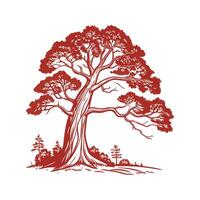 Sequoia Tree Bold Outline Design vector