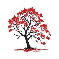 Bold Outline of Scarlet Oak Tree vector