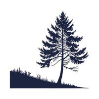 Bold Outline Silver Fir Tree Design vector