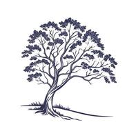 Silver Linden Tree Bold Outline Design vector