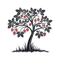 Bold Outline Strawberry Tree Design vector