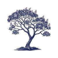 Texas Mountain Laurel Tree Bold Outline vector