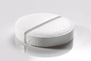 A white pill on a white surface photo