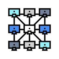 peer to peer p2p nodes decentralized application color icon illustration vector