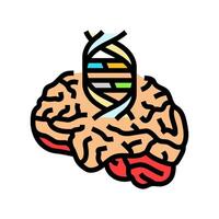brain icon with genetic marker color icon illustration vector