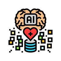 artificial intelligence with medical data color icon illustration vector