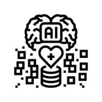 artificial intelligence with medical data line icon illustration vector