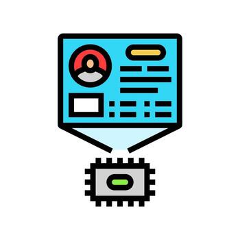 microchip with personalized data color icon illustration vector