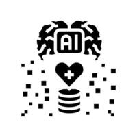 artificial intelligence with medical data glyph icon illustration vector