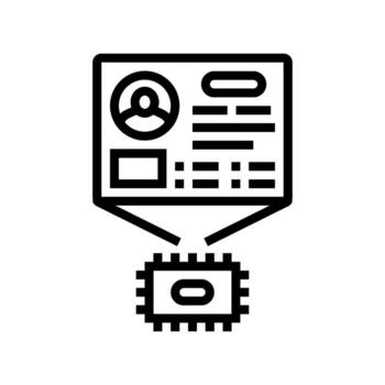 microchip with personalized data line icon illustration vector