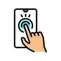 touchscreen hand interaction augmented reality color icon illustration vector