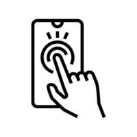 touchscreen hand interaction augmented reality line icon illustration vector