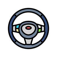 steering wheel with multimedia controls color icon illustration vector